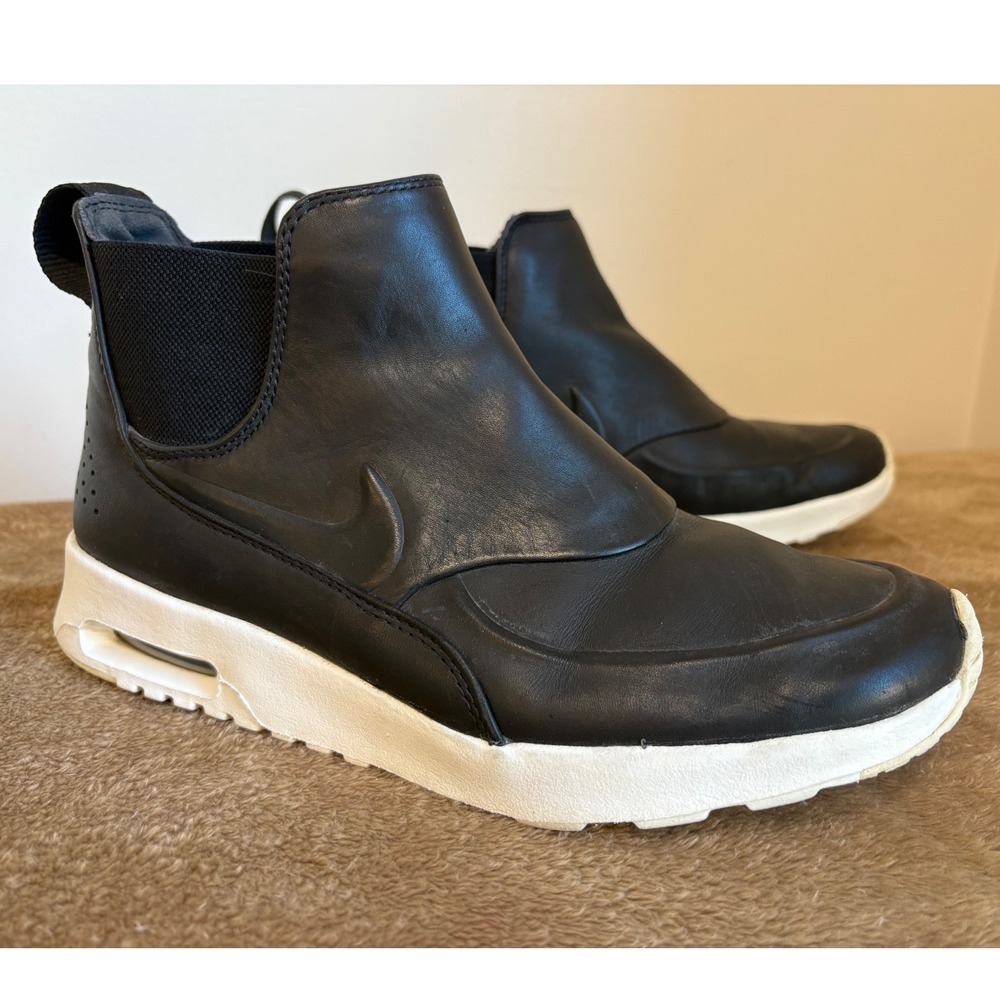 Nike Air Max Thea Mid Black Leather Slip On Sneakers Womens 8.5 Slip On Shoes